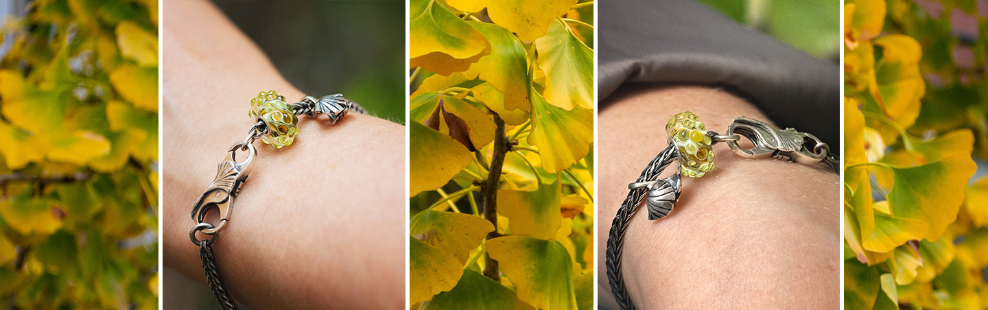 Trollbeads Eternal Vitality bracelet gallery and ginko Biloba leaves